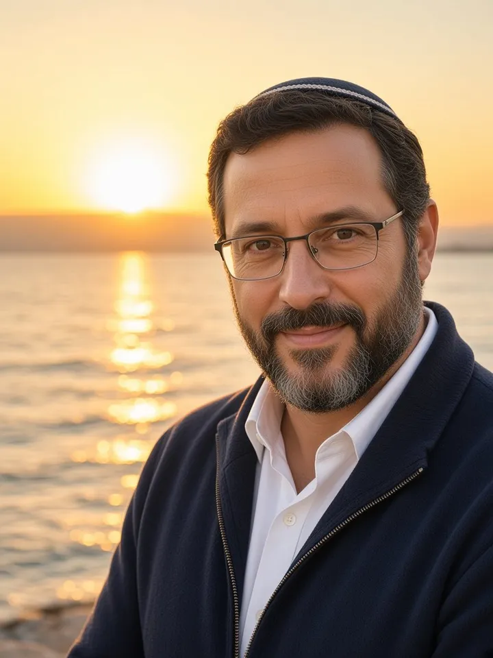 Michael Smith at sunset by the sea