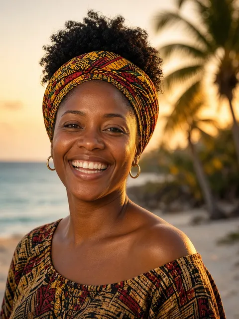 A woman smiling on the Caribbean coast of Honduras